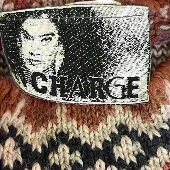 Vintage Charge Aztec Stripe Brown Grandpa Pullover Made in the USA size Large - Picture 5 of 5